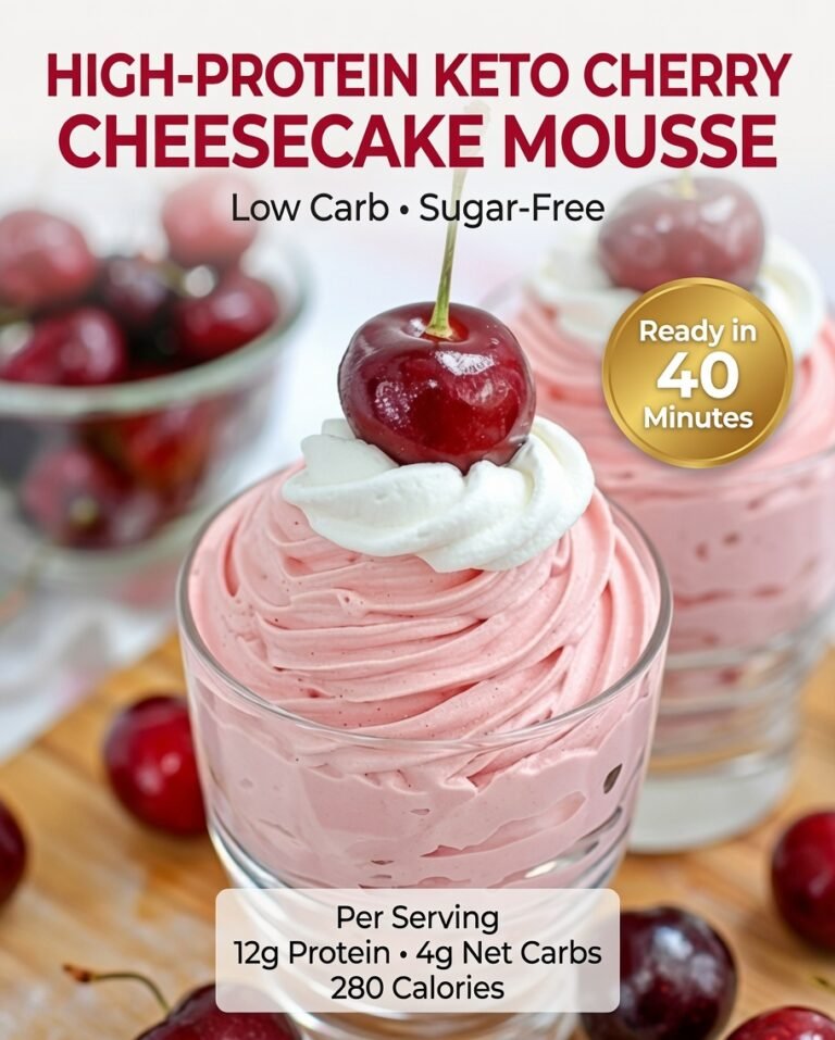 High-Protein Keto Cherry Cheesecake Mousse