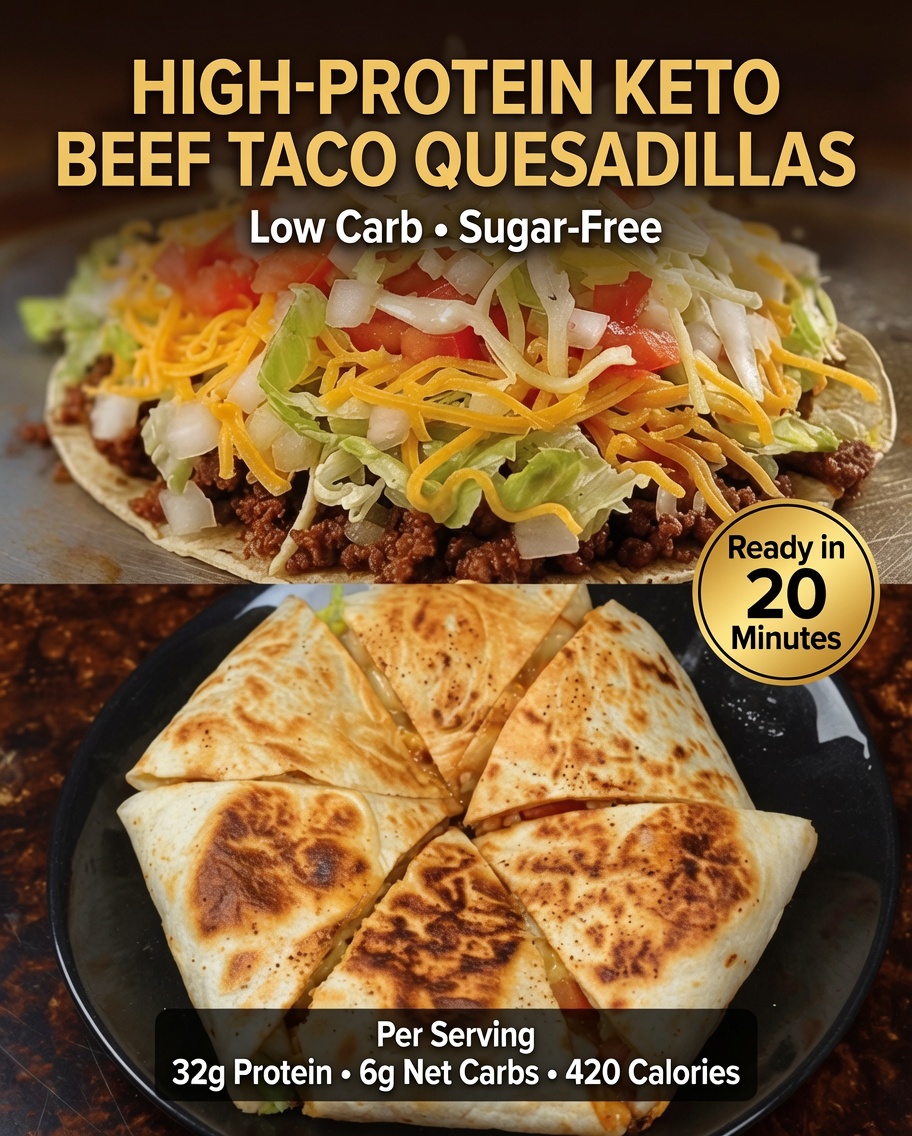 High-Protein Keto Beef Taco Quesadillas