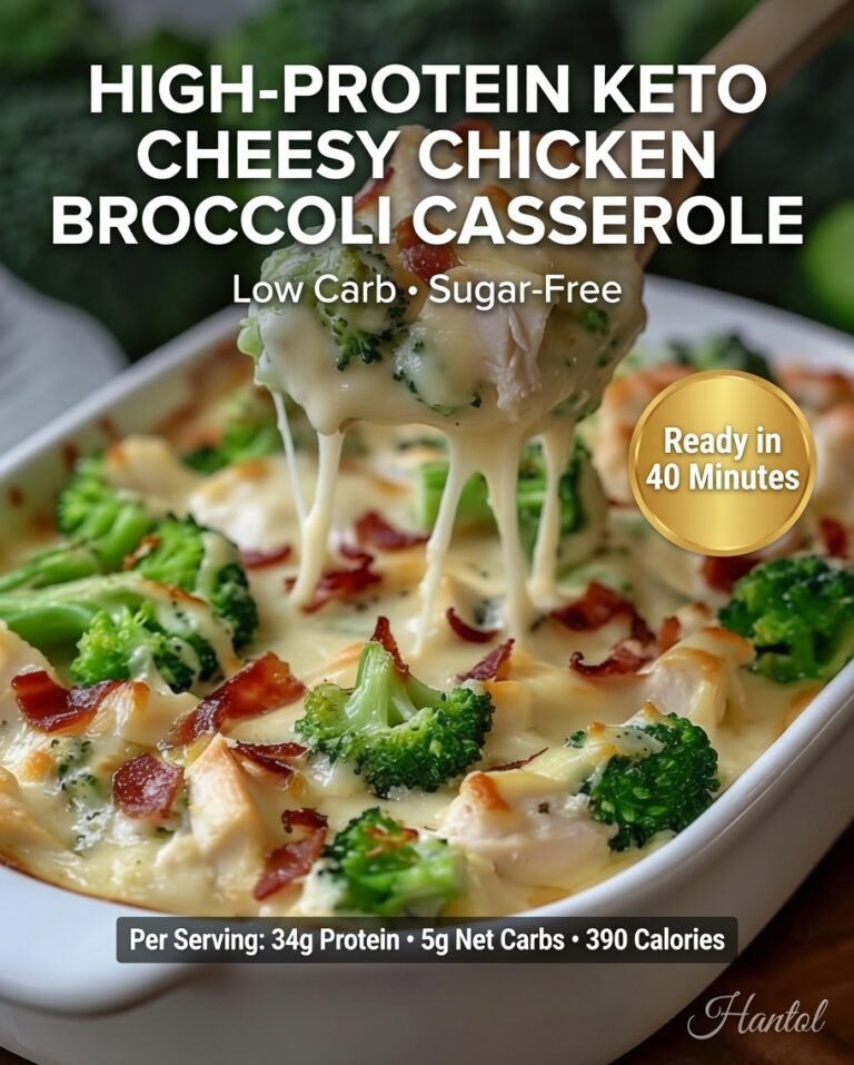 High-Protein Keto Cheesy Chicken Broccoli Casserole