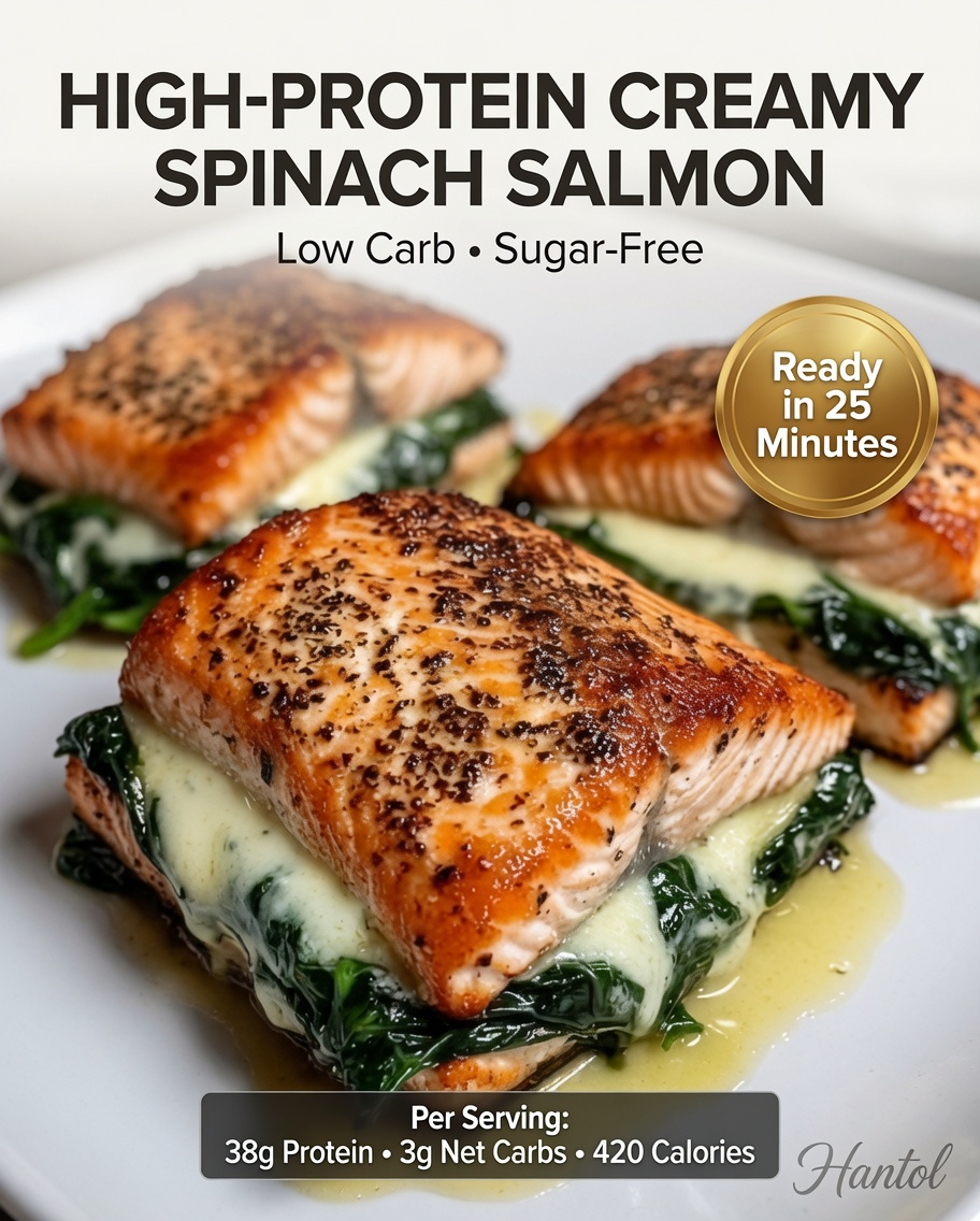 High-Protein Creamy Spinach Salmon