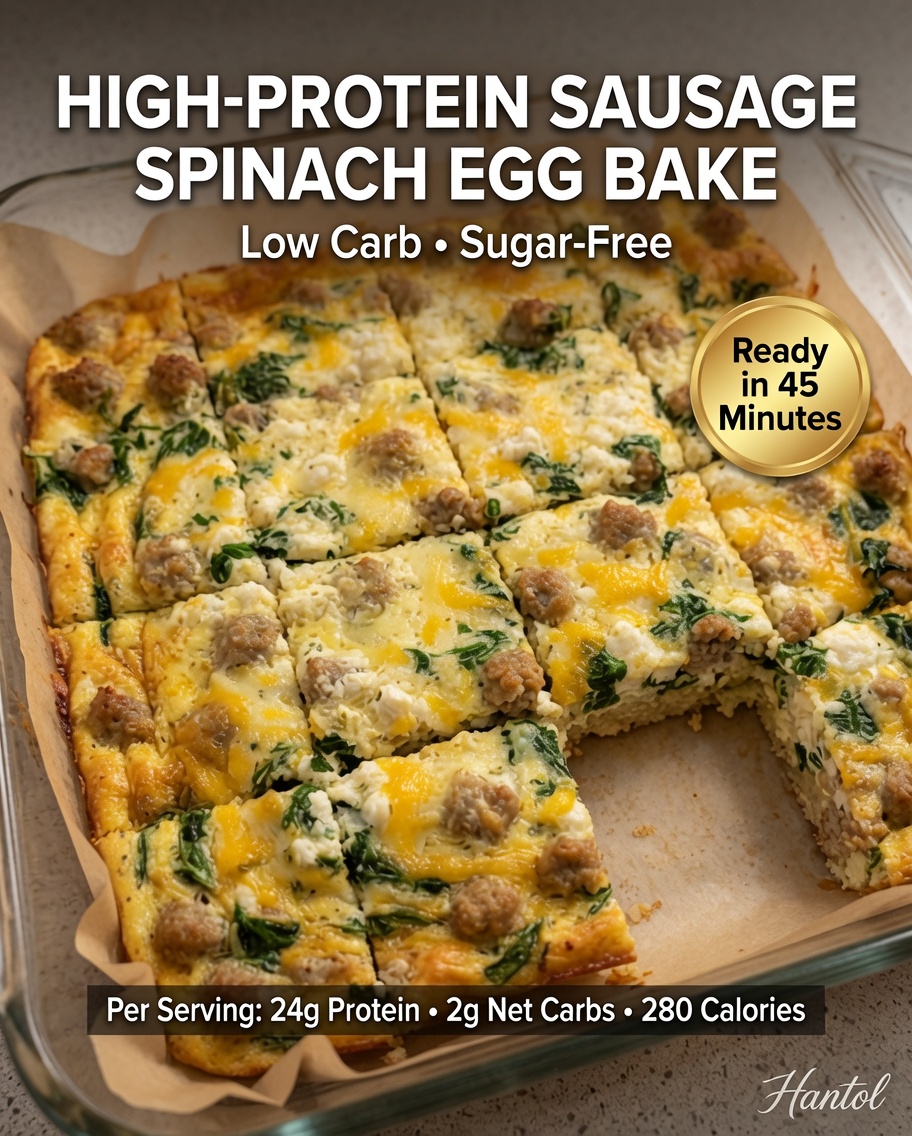 High-Protein Sausage Spinach Egg Bake