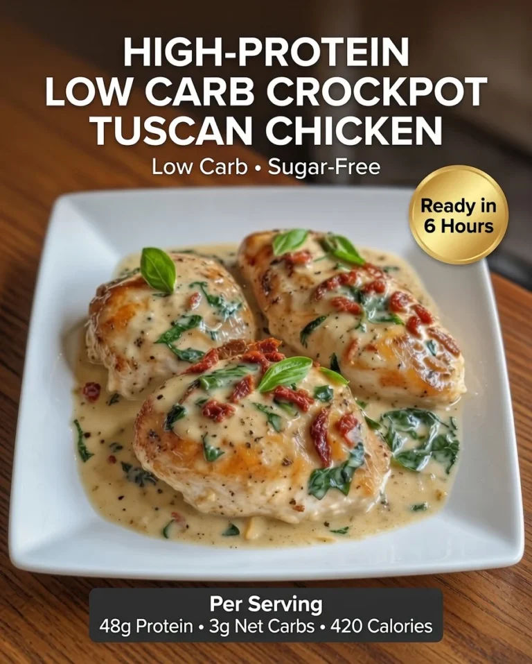 High-Protein Low Carb Crockpot Tuscan Chicken