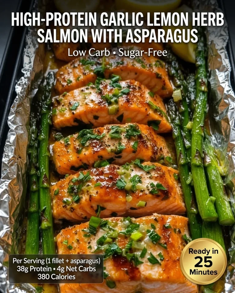 High-Protein Garlic Lemon Herb Salmon with Asparagus