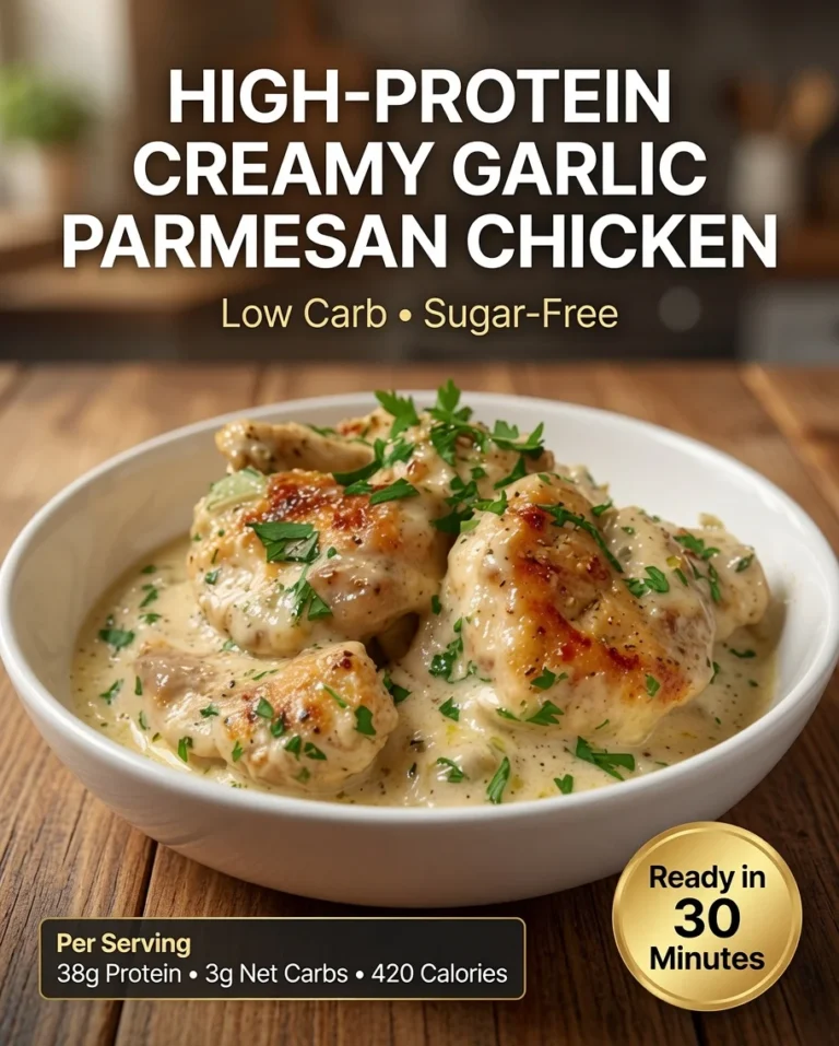 High-Protein Creamy Garlic Parmesan Chicken