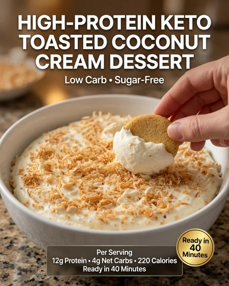 High-Protein Keto Toasted Coconut Cream Dessert