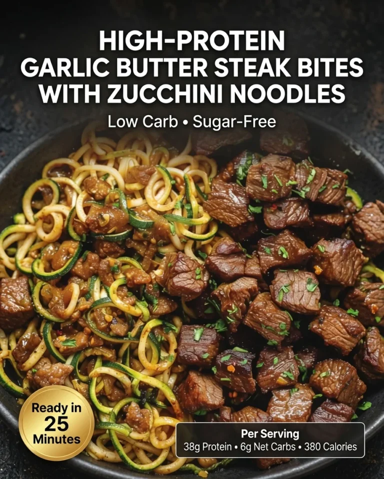 High-Protein Garlic Butter Steak Bites with Zucchini Noodles