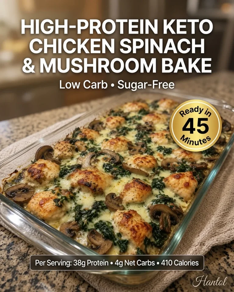 High-Protein Keto Chicken Spinach & Mushroom Bake