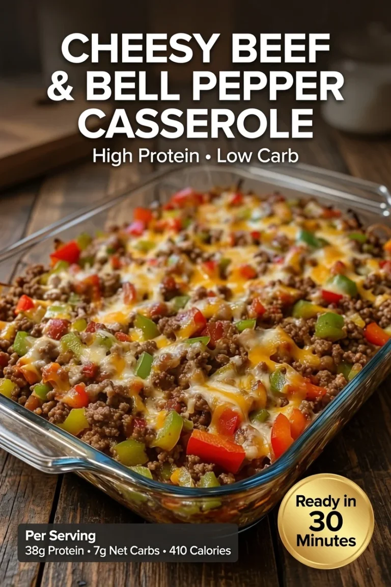 Cheesy Beef and Bell Pepper Casserole