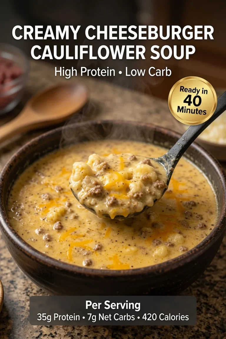 Creamy Cheeseburger Cauliflower Soup