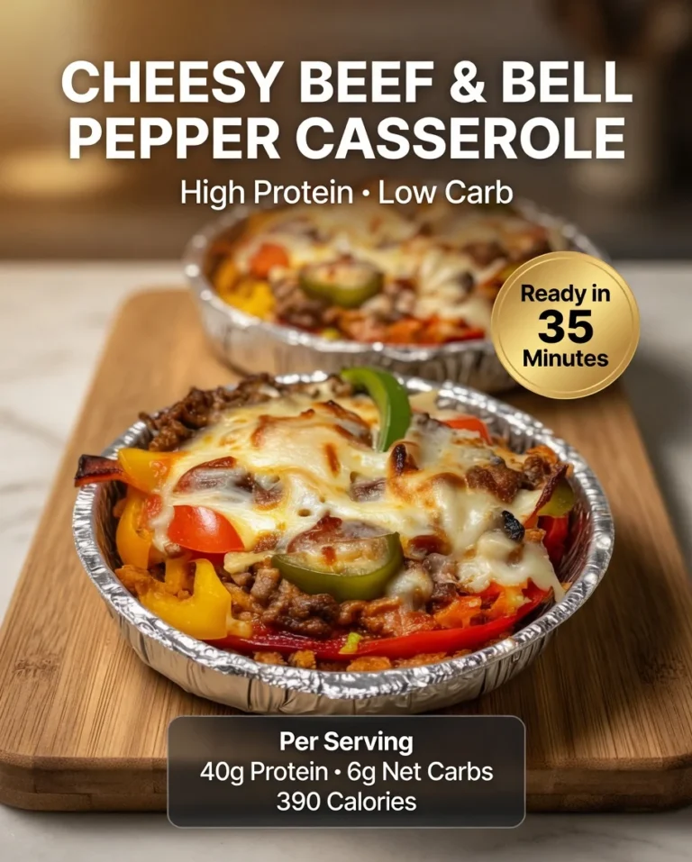 Cheesy Beef and Bell Pepper Casserole