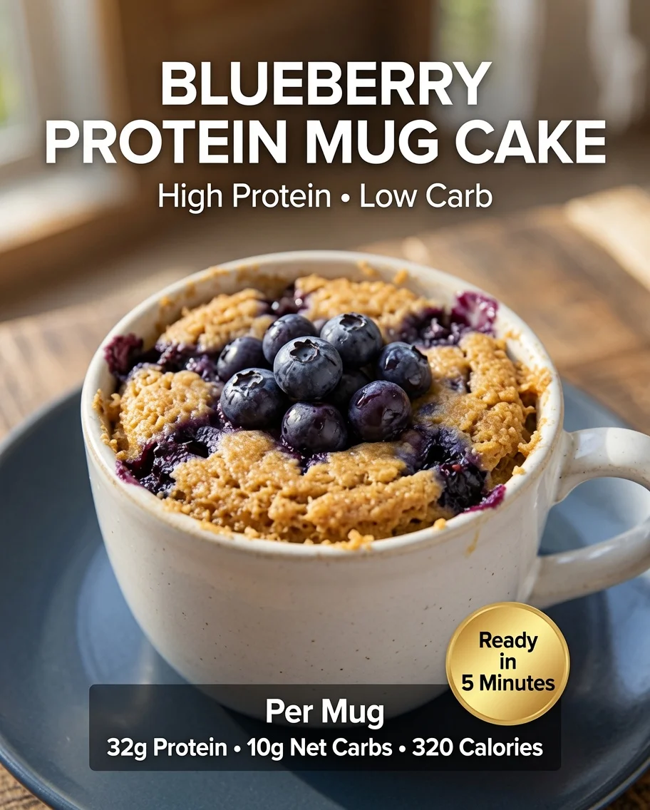 Blueberry Protein Mug Cake