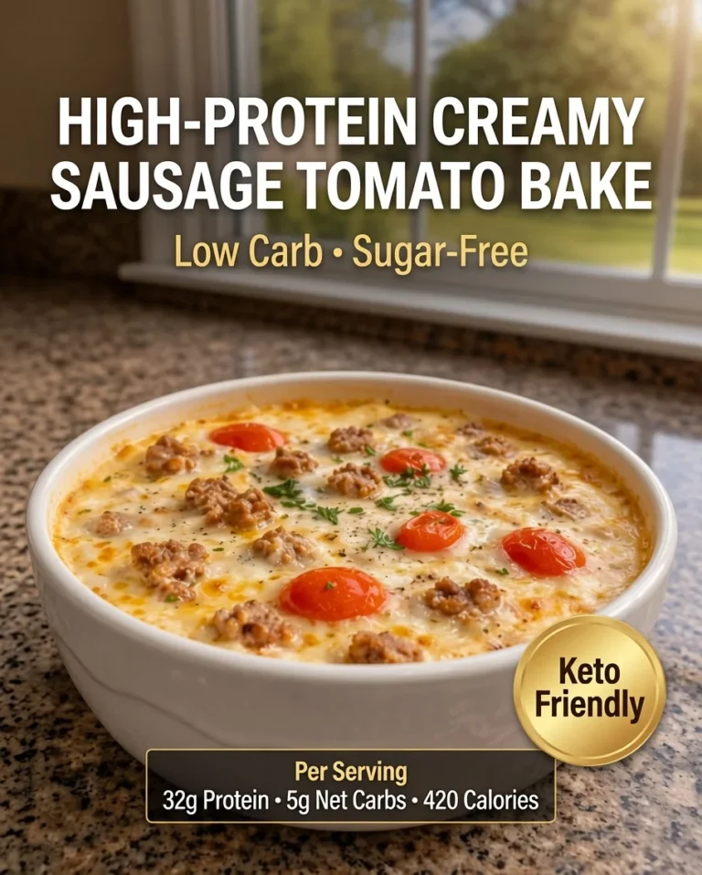 High-Protein Creamy Sausage Tomato Bake