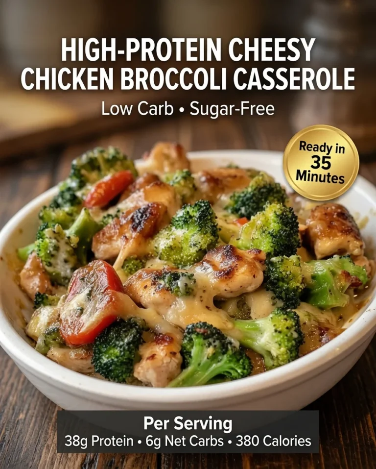 High-Protein Cheesy Chicken Broccoli Casserole