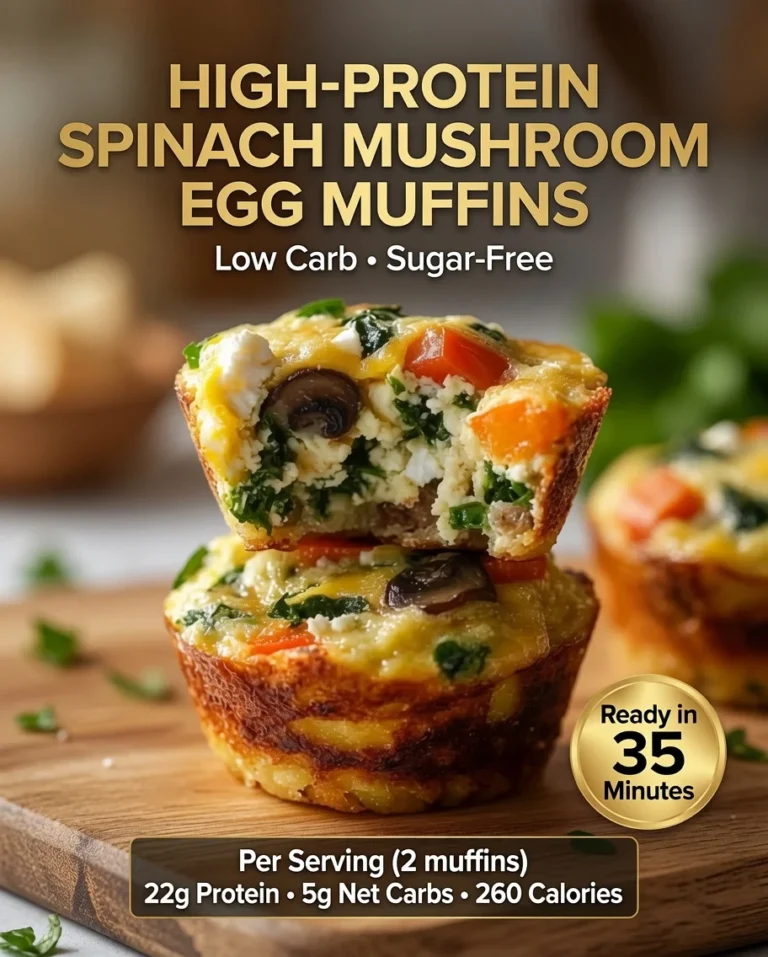 High-Protein Spinach Mushroom Egg Muffins