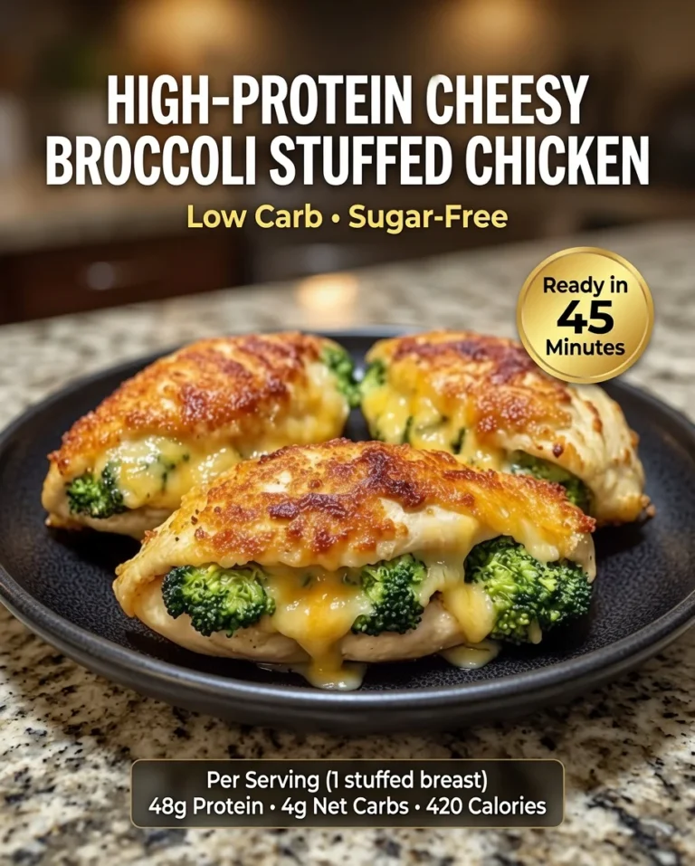 High-Protein Cheesy Broccoli Stuffed Chicken Breasts