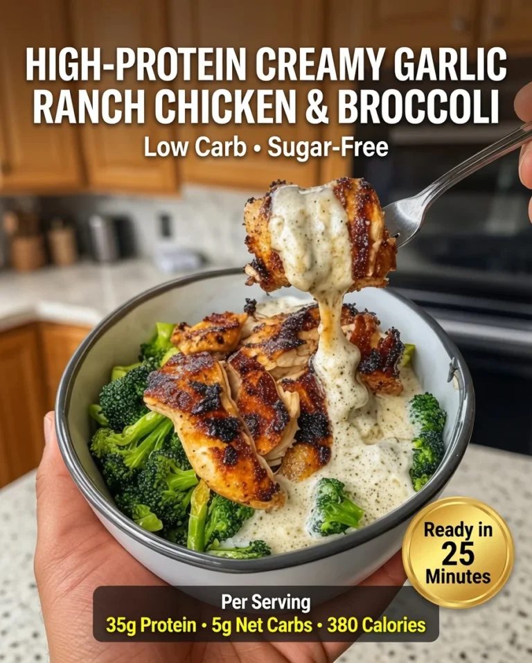 High-Protein Creamy Garlic Ranch Chicken & Broccoli Bowl