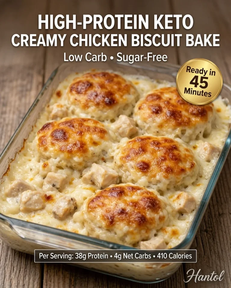 High-Protein Keto Creamy Chicken Biscuit Bake