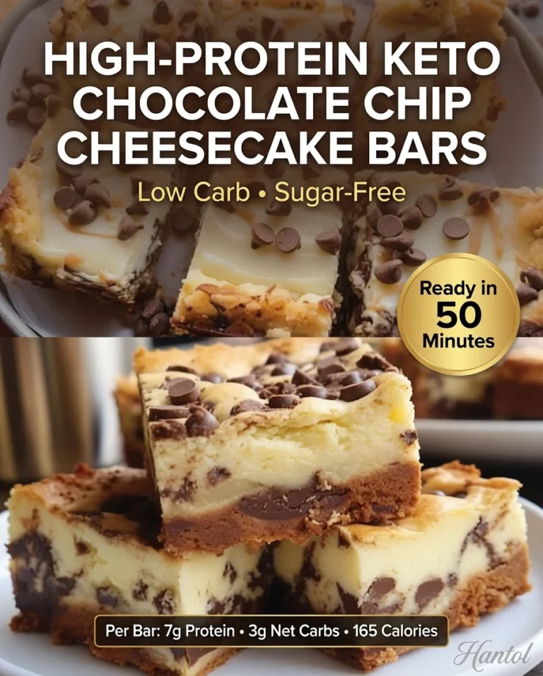 High-Protein Keto Chocolate Chip Cheesecake Bars