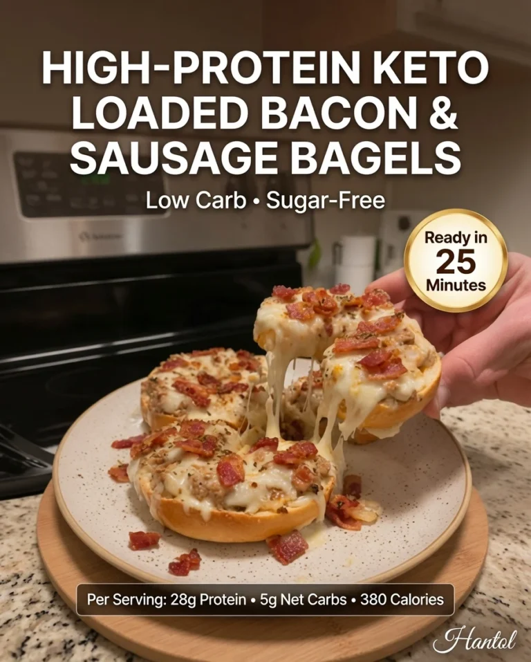 High-Protein Keto Loaded Bacon & Sausage Bagels