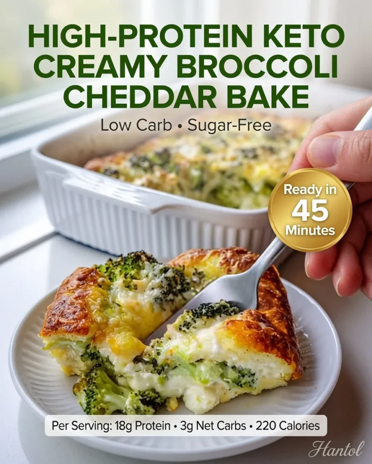 High-Protein Keto Creamy Broccoli Cheddar Bake