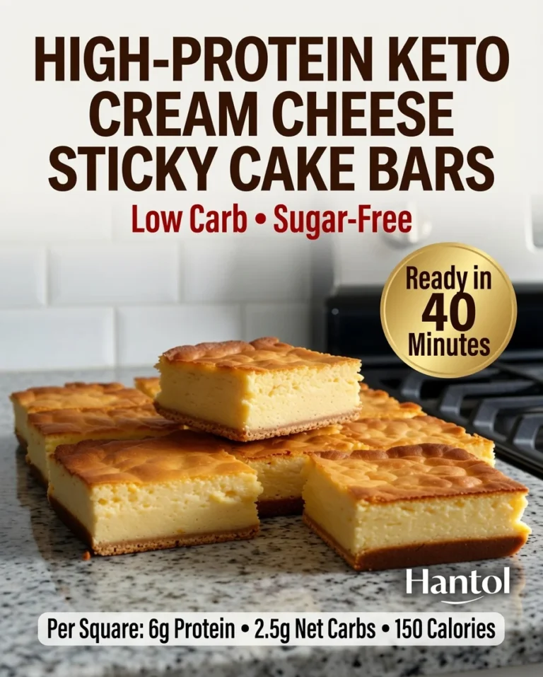 High-Protein Keto Cream Cheese Sticky Cake Bars