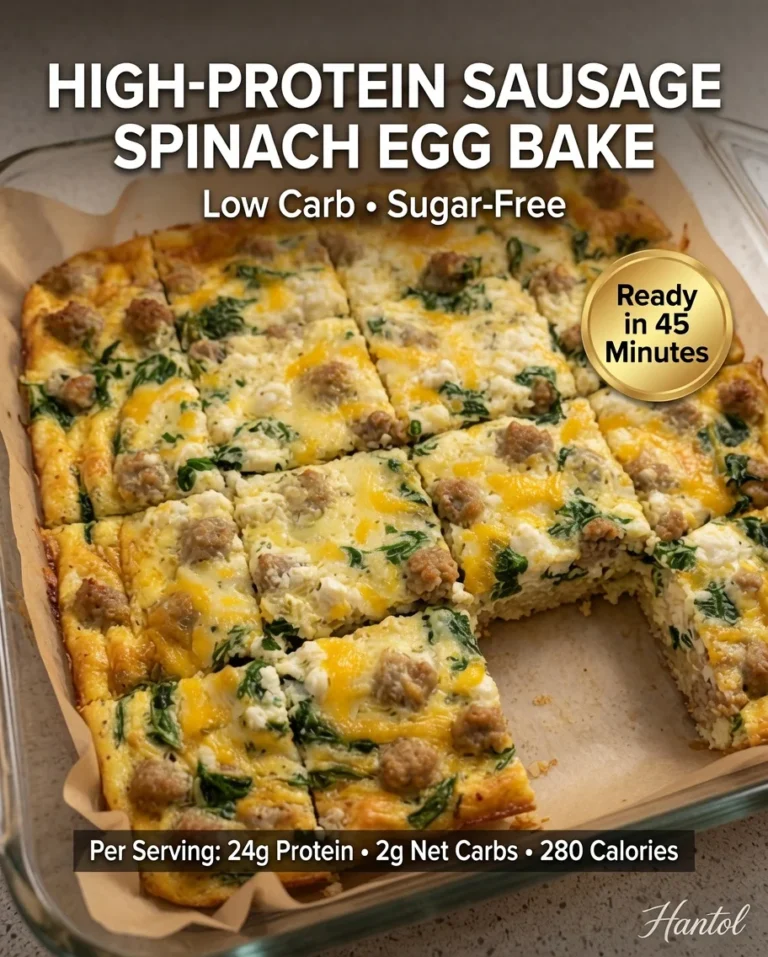 High-Protein Sausage Spinach Egg Bake