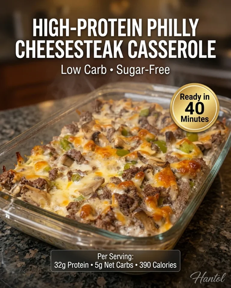 High-Protein Philly Cheesesteak Casserole