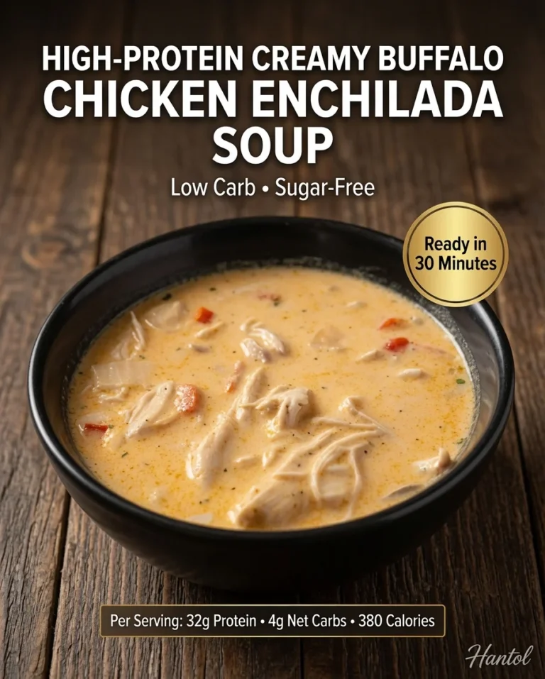 High-Protein Creamy Buffalo Chicken Enchilada Soup