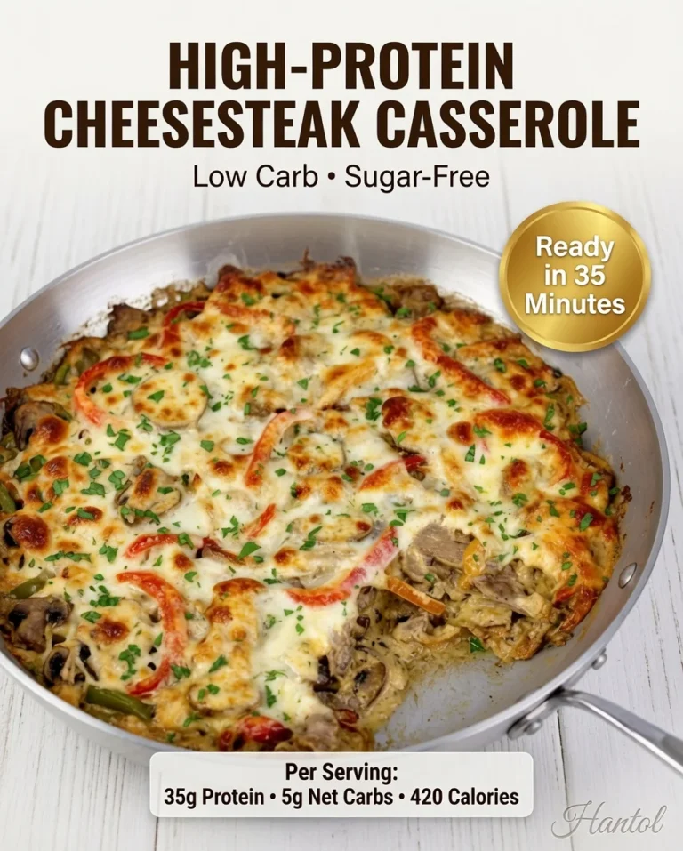 High-Protein Cheesesteak Casserole