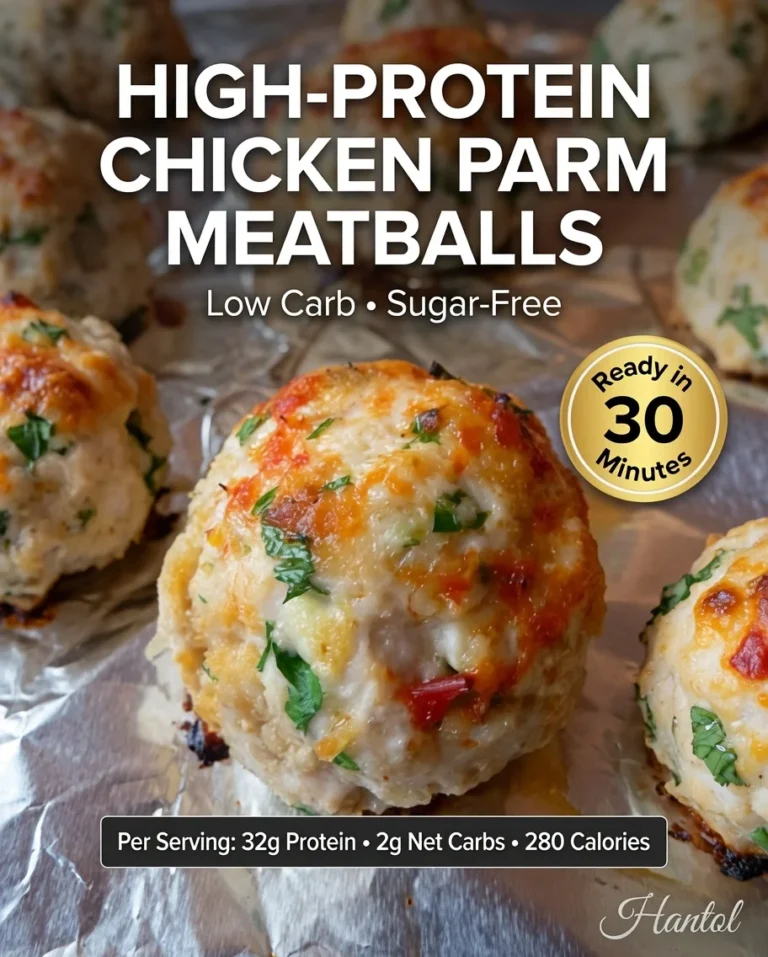 High-Protein Chicken Parm Meatballs