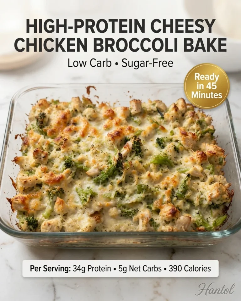 High-Protein Cheesy Chicken Broccoli Bake