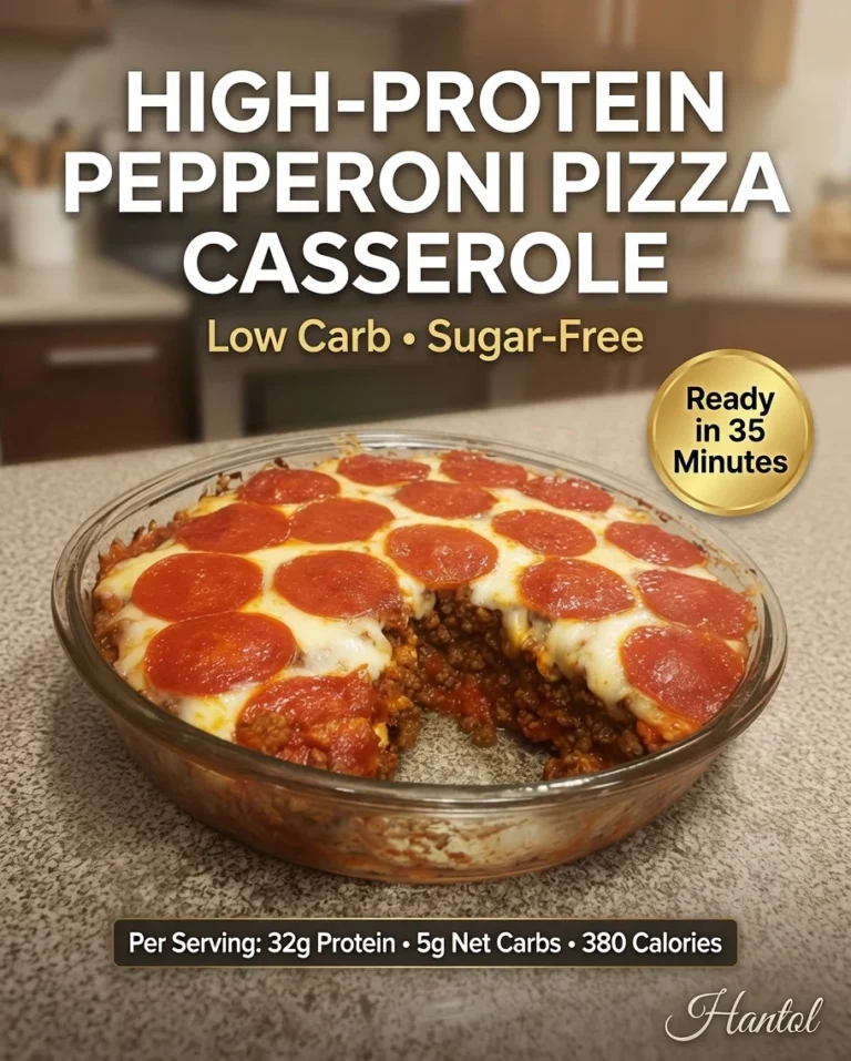 High-Protein Pepperoni Pizza Casserole
