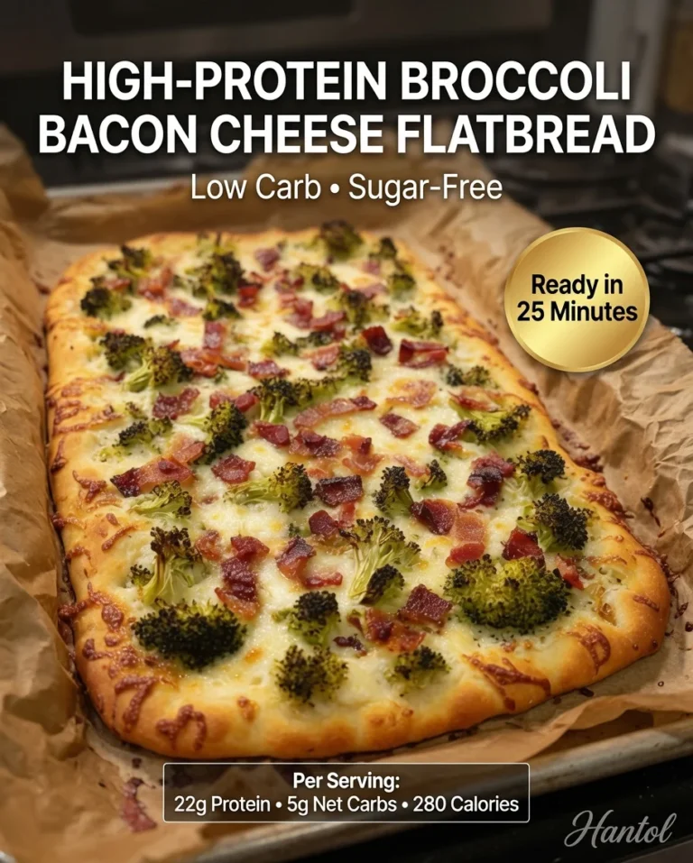 High-Protein Broccoli Bacon Cheese Flatbread