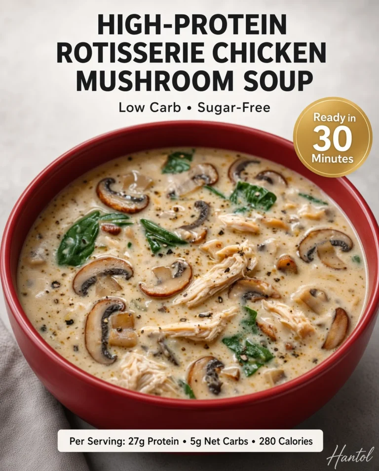 High-Protein Rotisserie Chicken Mushroom Soup