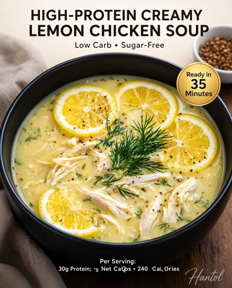 High-Protein Creamy Lemon Chicken Soup