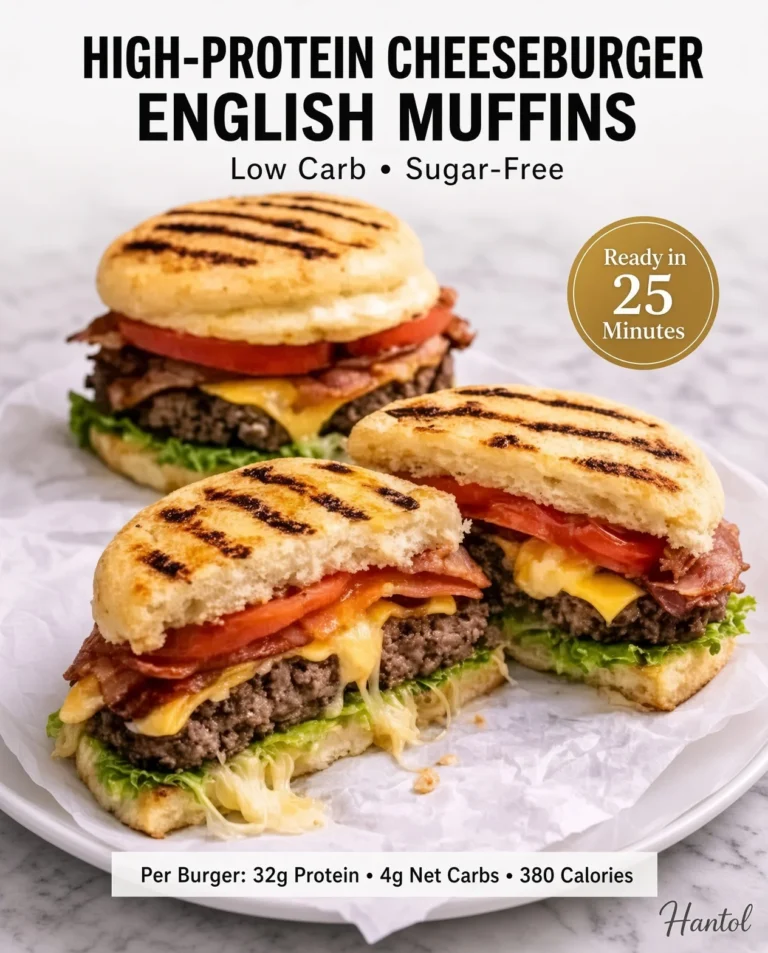 High-Protein Cheeseburger English Muffins