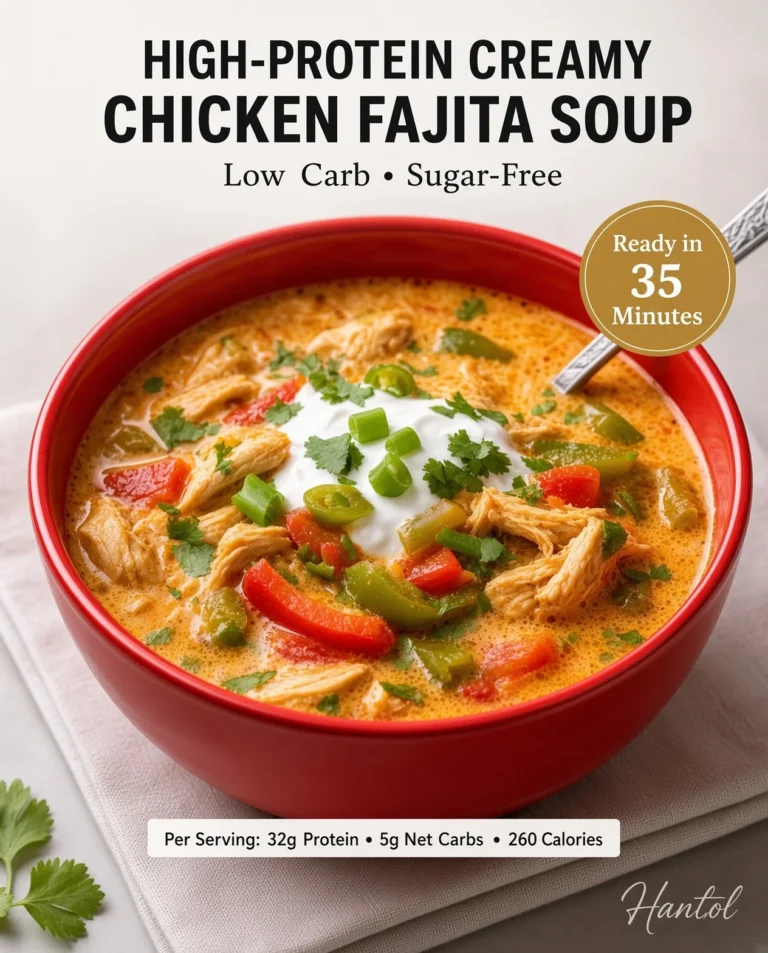 High-Protein Creamy Chicken Fajita Soup