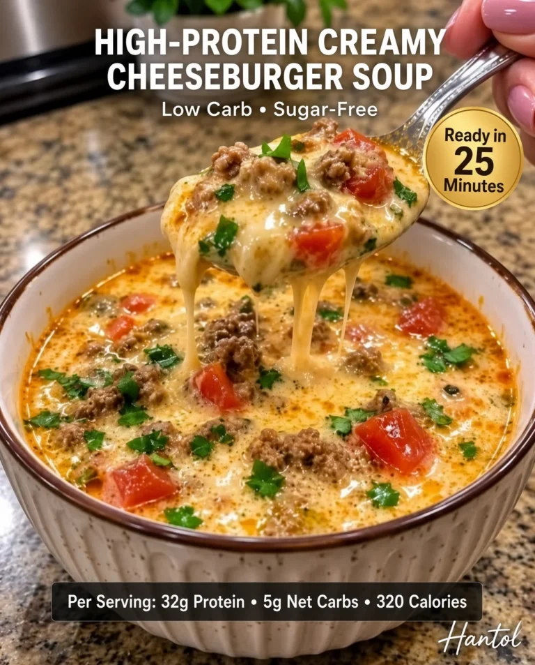 High-Protein Creamy Cheeseburger Soup
