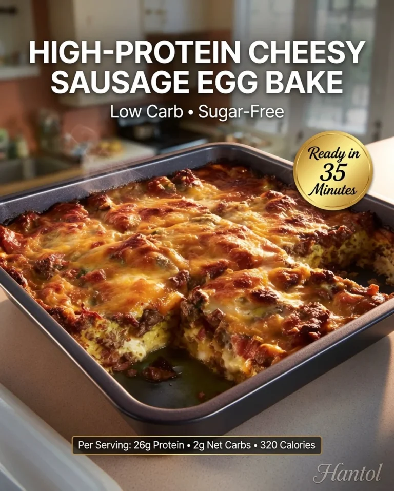 High-Protein Cheesy Sausage Egg Bake