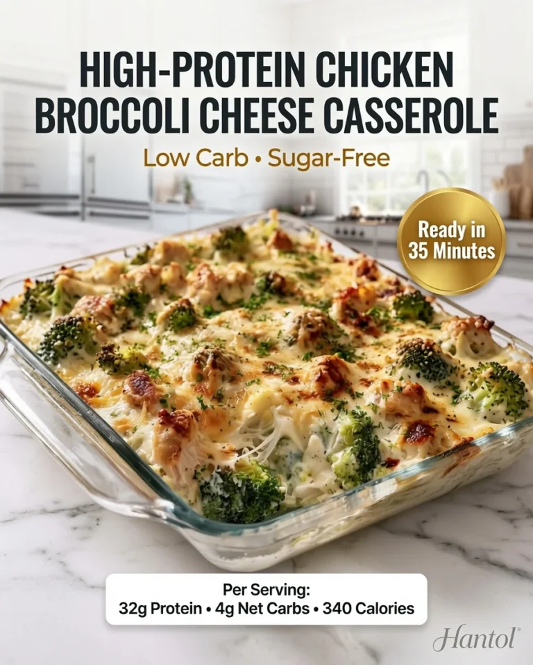 High-Protein Chicken Broccoli Cheese Casserole