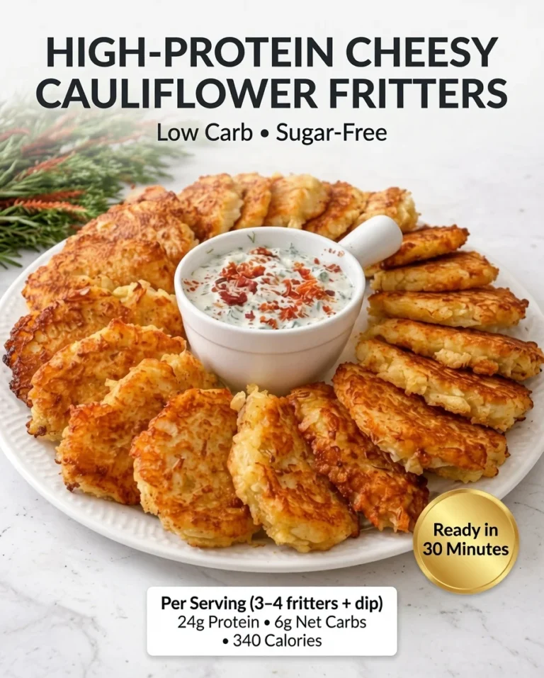 High-Protein Cheesy Cauliflower Fritters