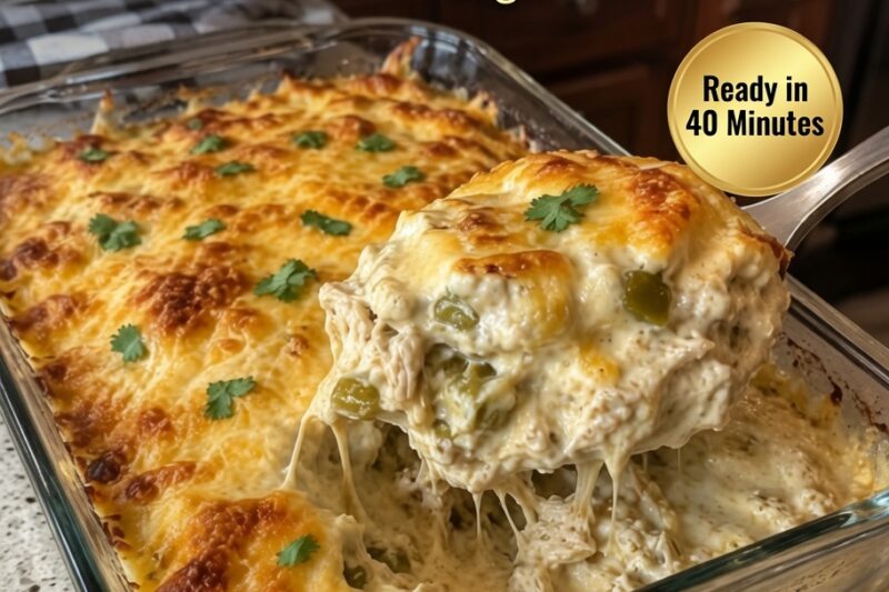 High-Protein White Chicken Chili Bake