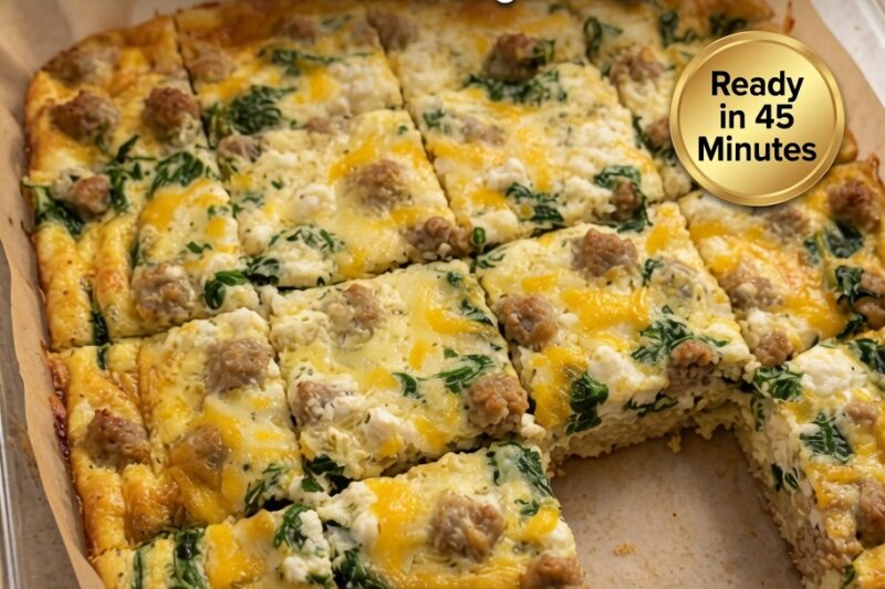 High-Protein Sausage Spinach Egg Bake