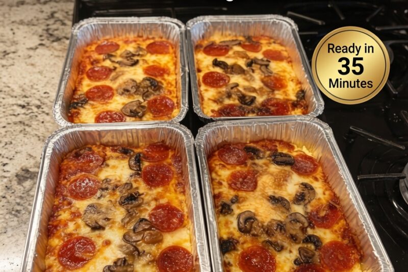 High-Protein Pepperoni Mushroom Pizza Casserole