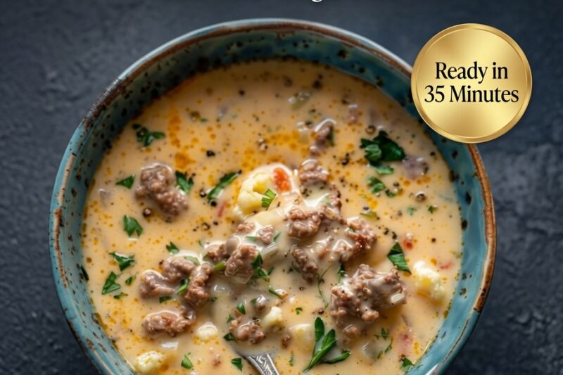 High-Protein Creamy Sausage Cauliflower Soup