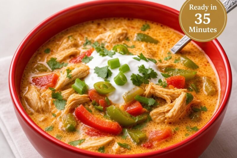 High-Protein Creamy Chicken Fajita Soup